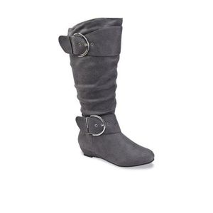 Grey wide calf boots